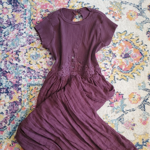Free People Serenity Merlot Maxi Dress Open Back - Picture 2 of 5